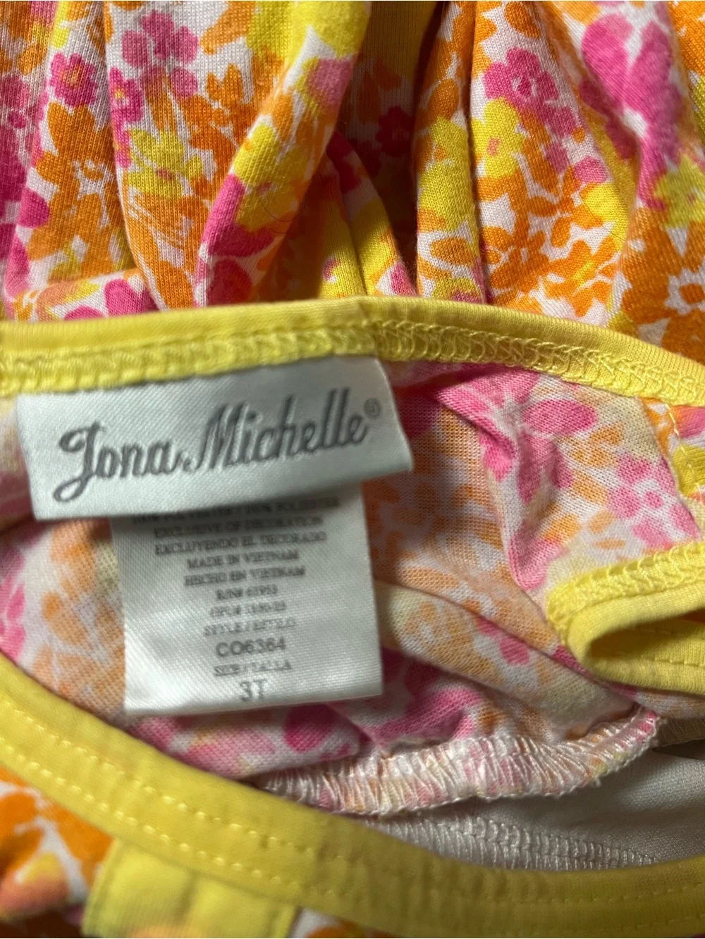Jona Michelle Girls' Yellow & Pink Floral Ruffle Sundress 3T